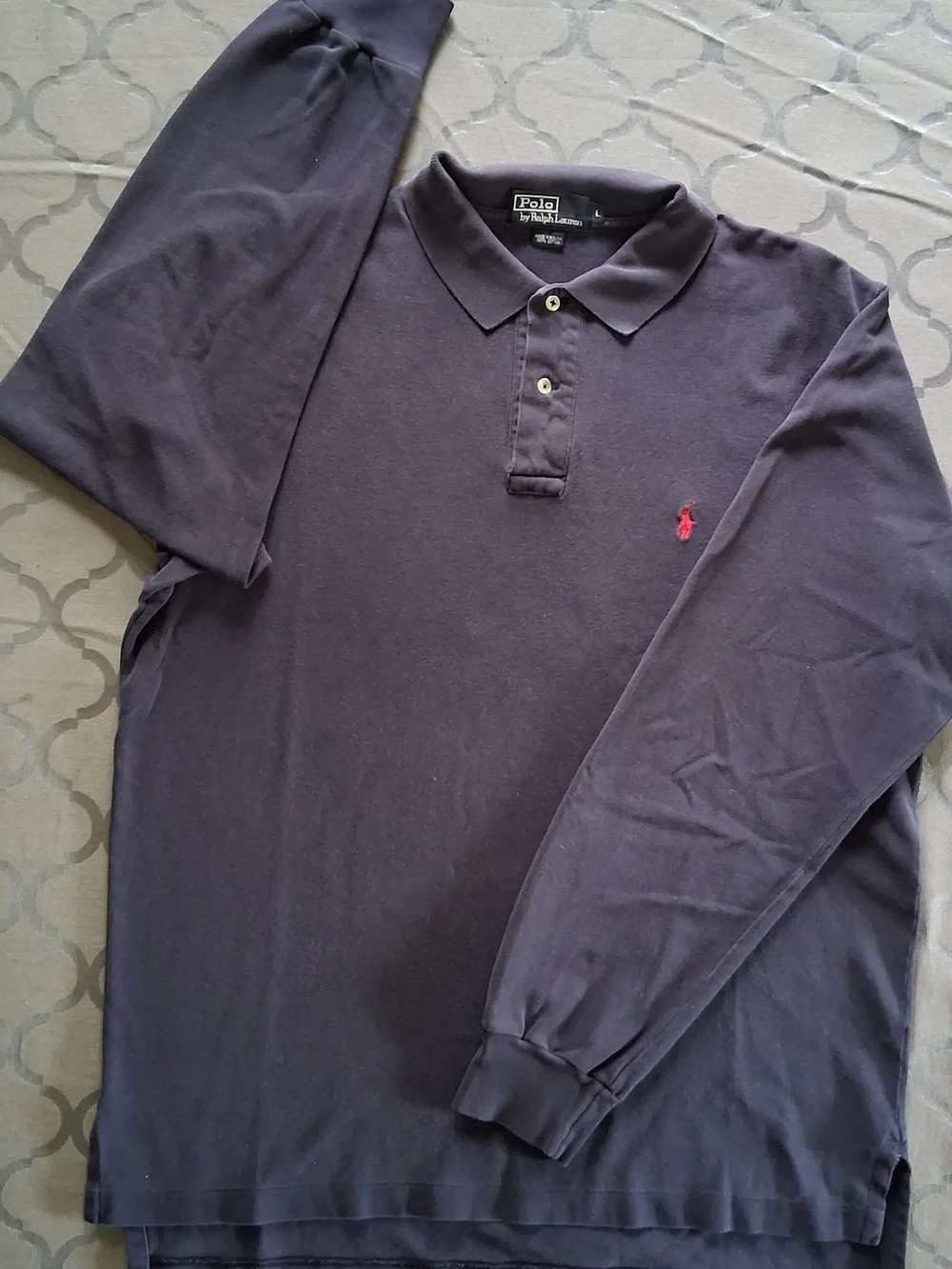 VTG 90s Polo Ralph Lauren Navy Blue Long Sleeve Polo Shirt Men's Large